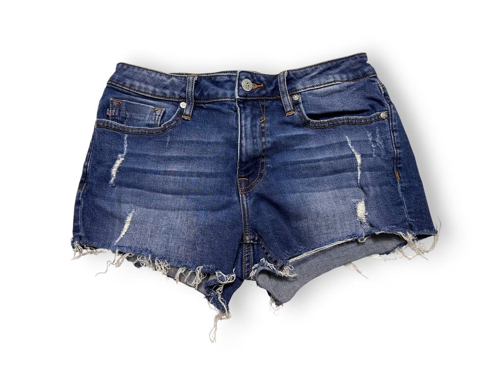 Vigoss Marley Mid-Rise Distressed Denim Shorts Size 27